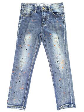 Denim and Rivets Jeans - Girl's 7 - Youth Kids Junior Distressed Color Splatter